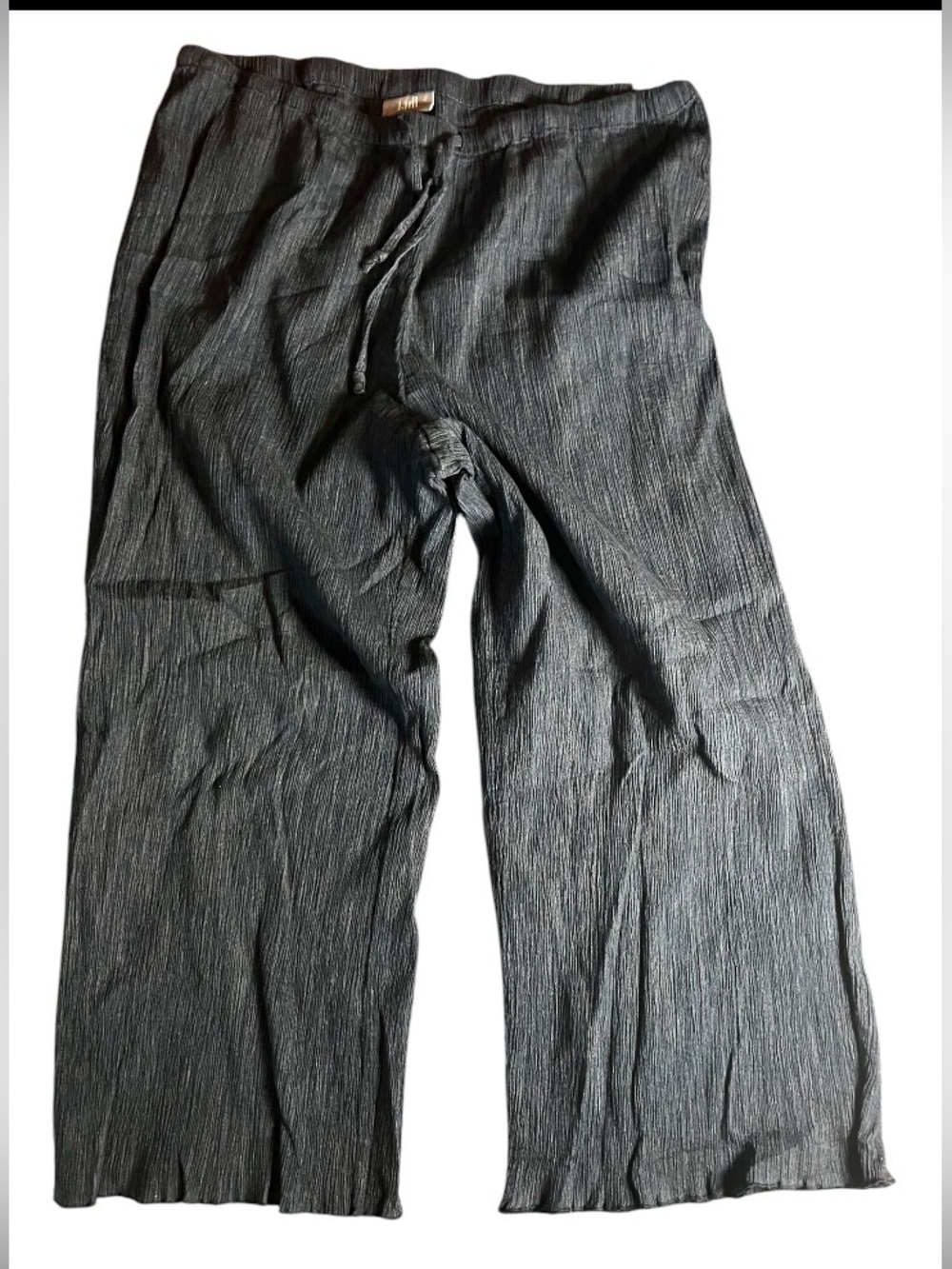 J. Jill Dark Navy Textured Elastic Waist Cropped cotton linen Pants